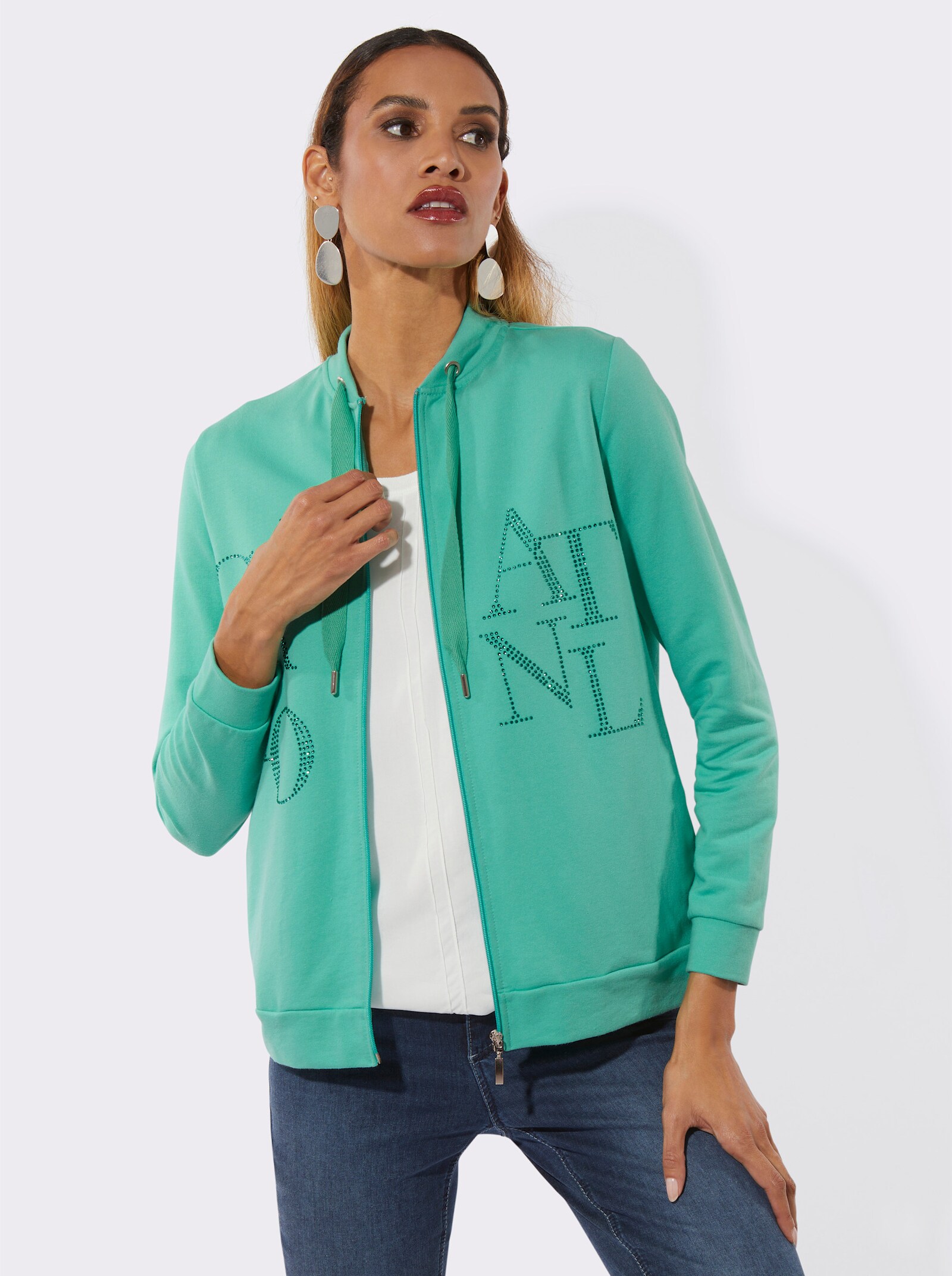 Shirtjacke mit Nahttaschen - blaugrün