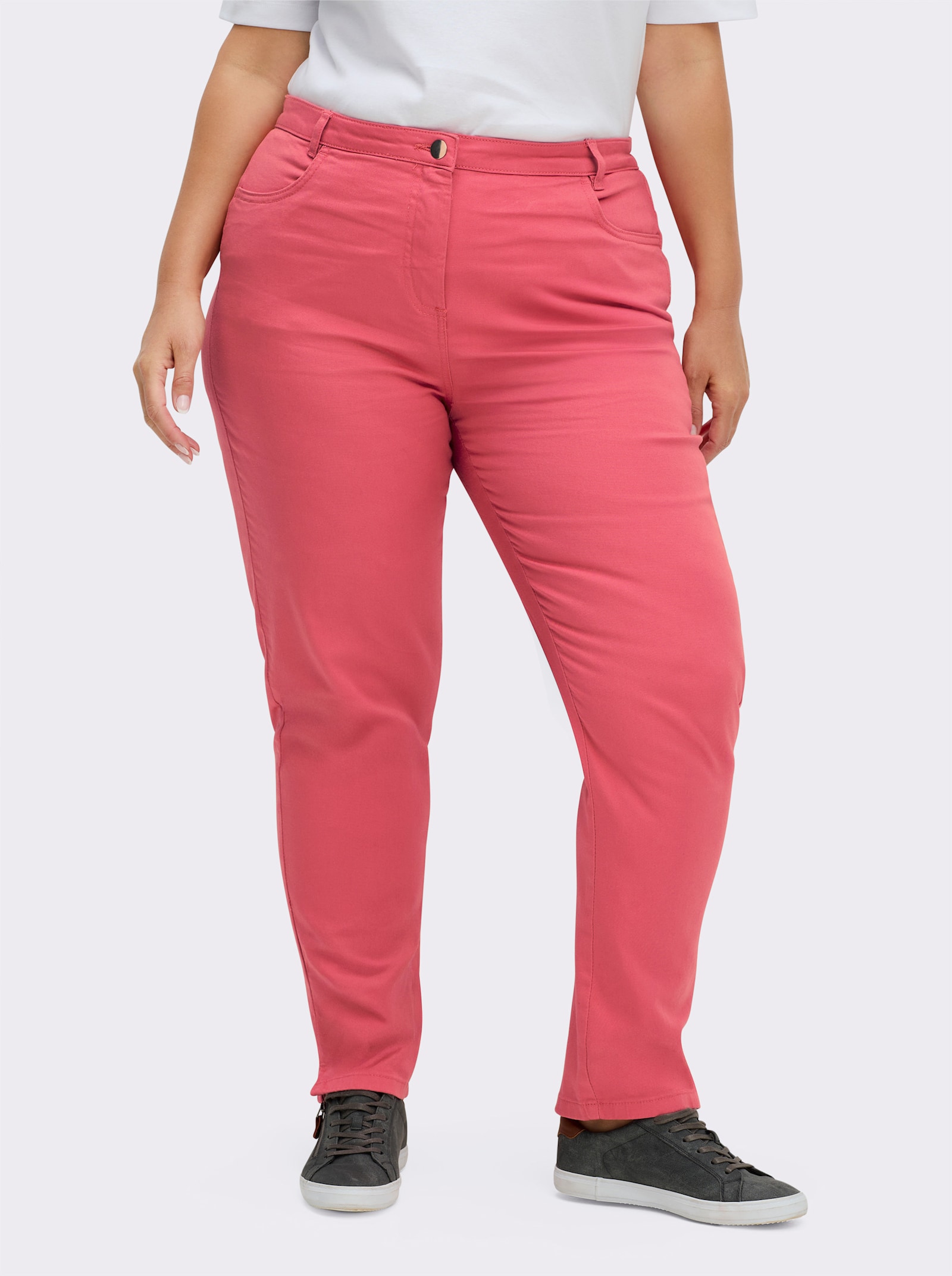 Jeans mit Stretch-Anteil - korallenrot