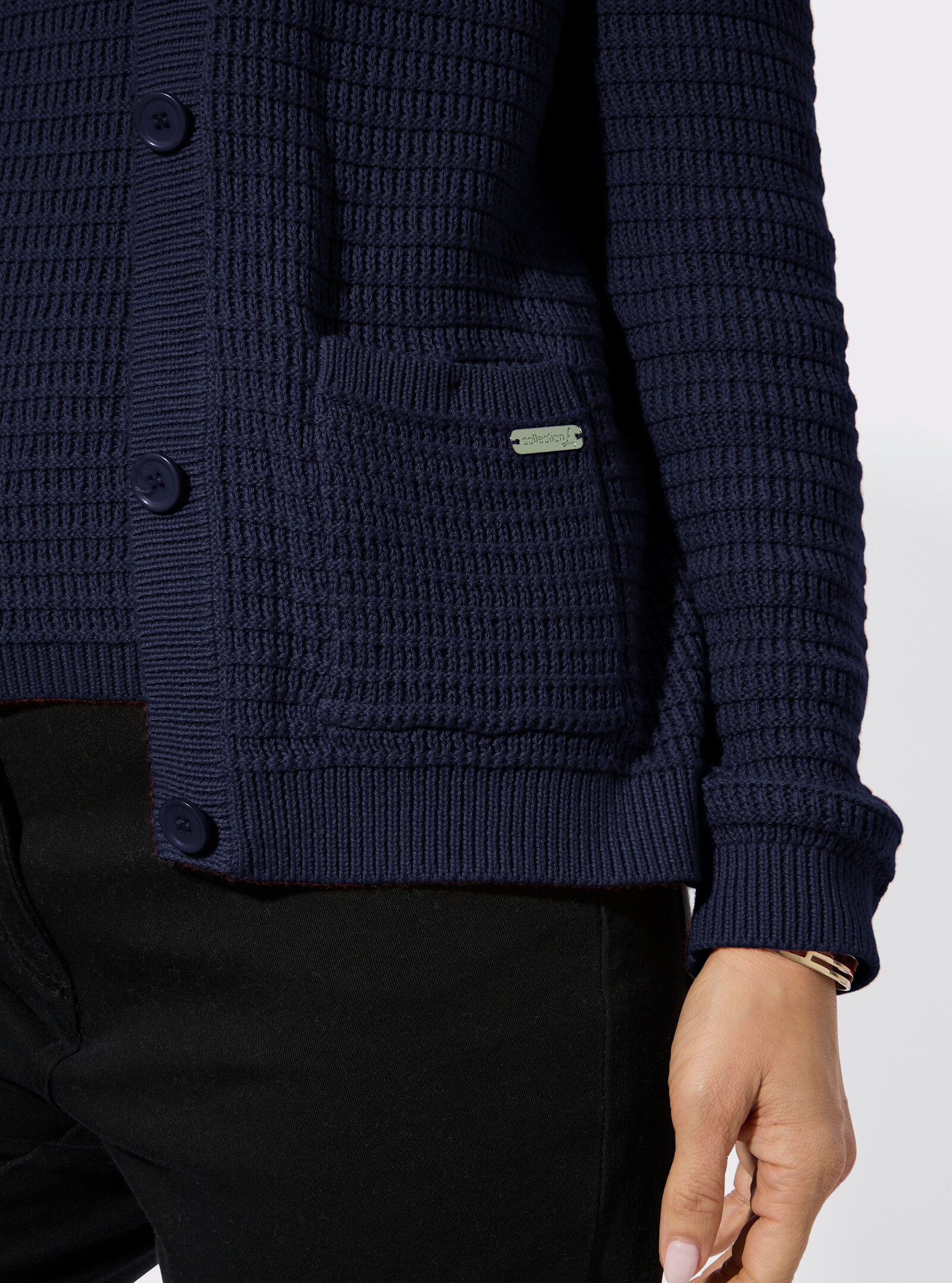 Twin-Set mit gerippten Abschlüssen - marine