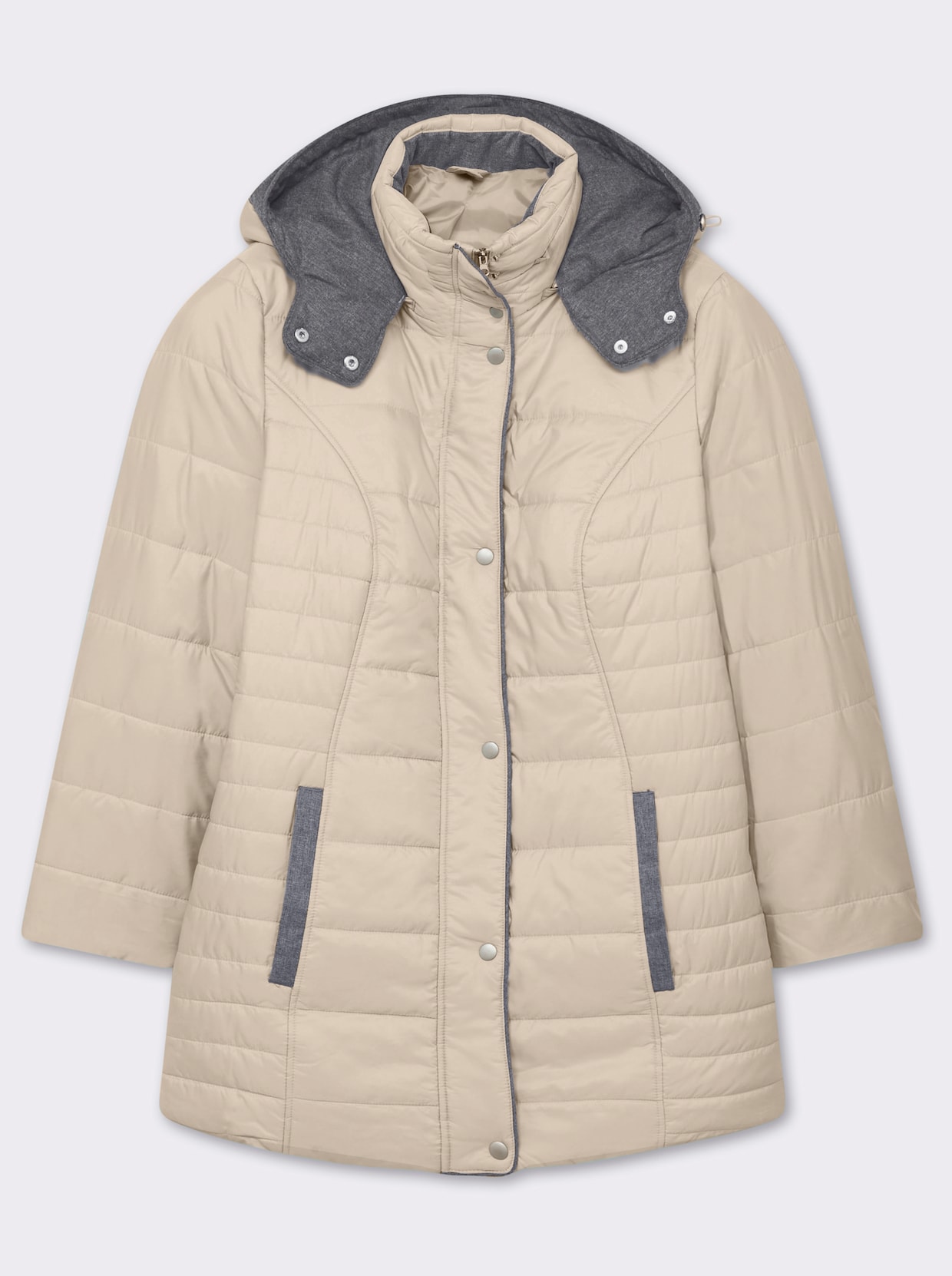 Steppjacke mit abnehmbarer Kapuze - sesam