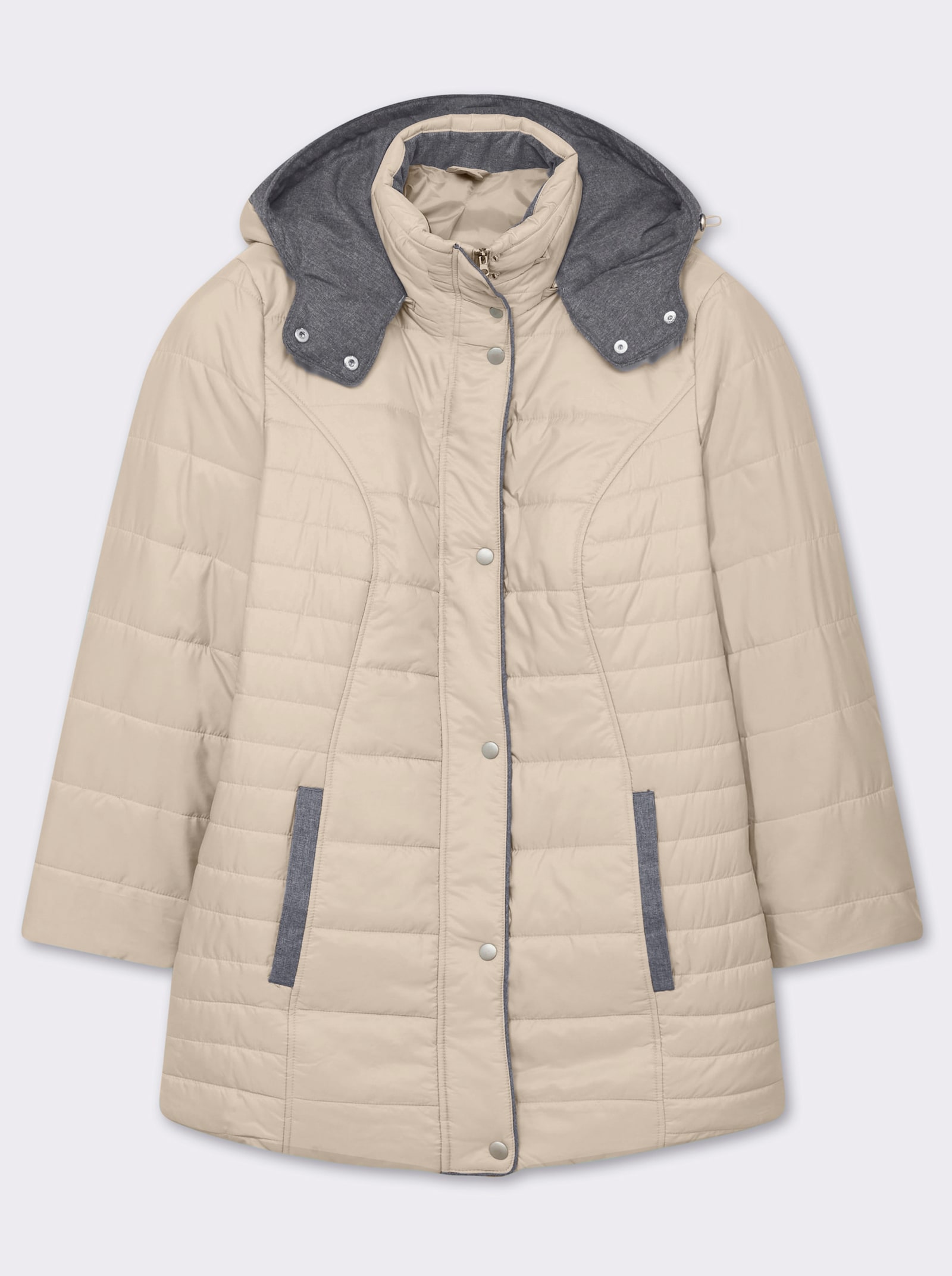 Steppjacke mit abnehmbarer Kapuze - sesam