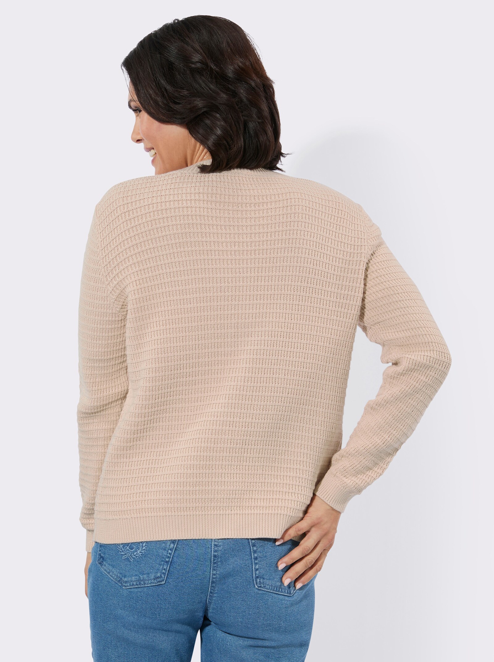 Twin-Set mit gerippten Abschlüssen - elfenbein