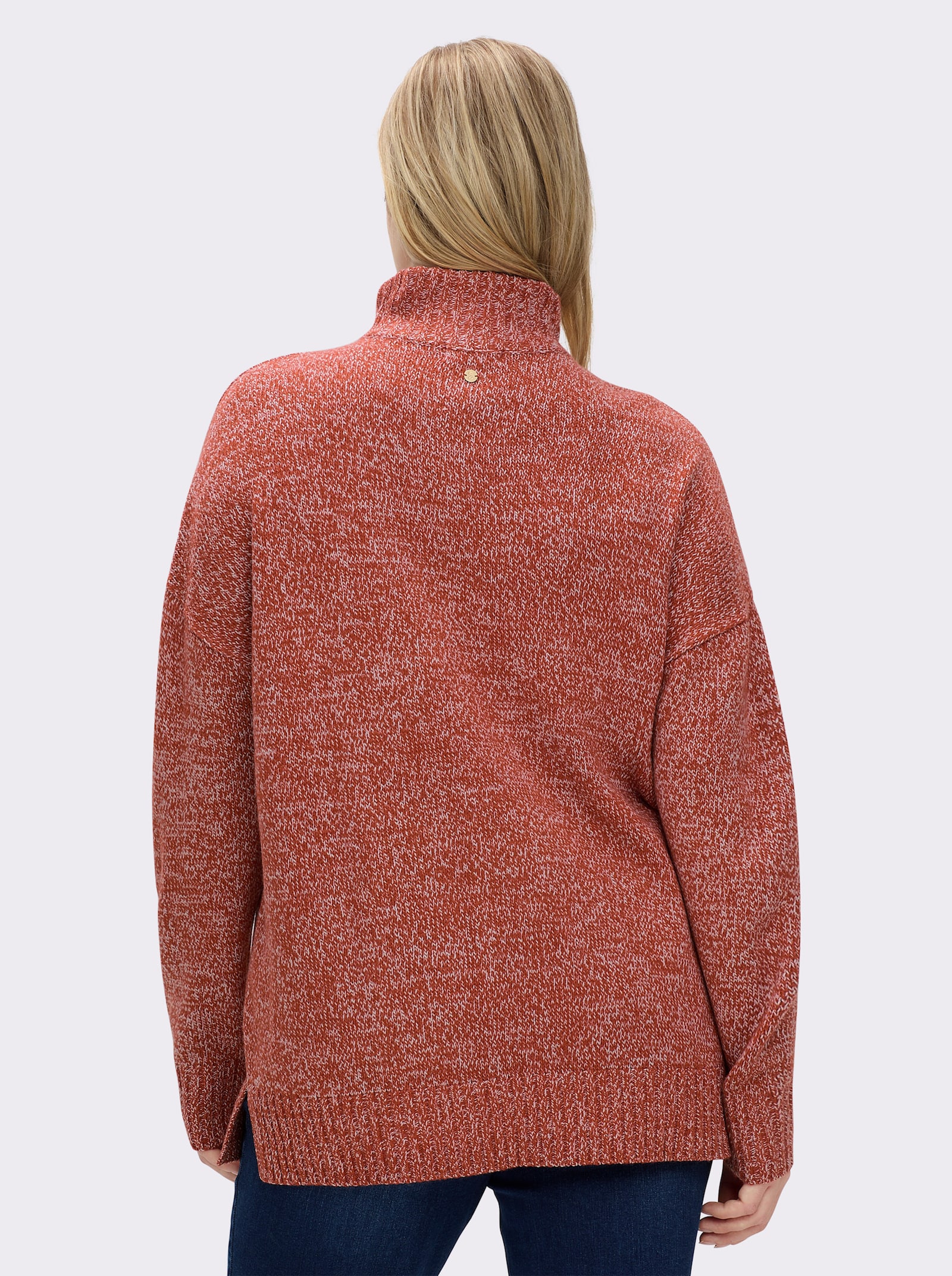 sheego Pullover in melierter Strickqualität - rostrot-meliert