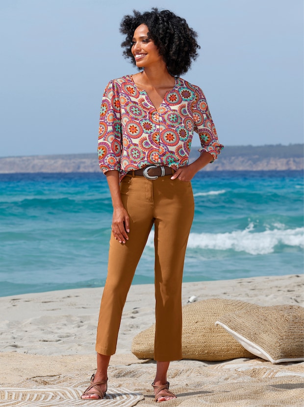 Stilvolle Damenhose aus Boho Denim mit Blumendruck main image 0