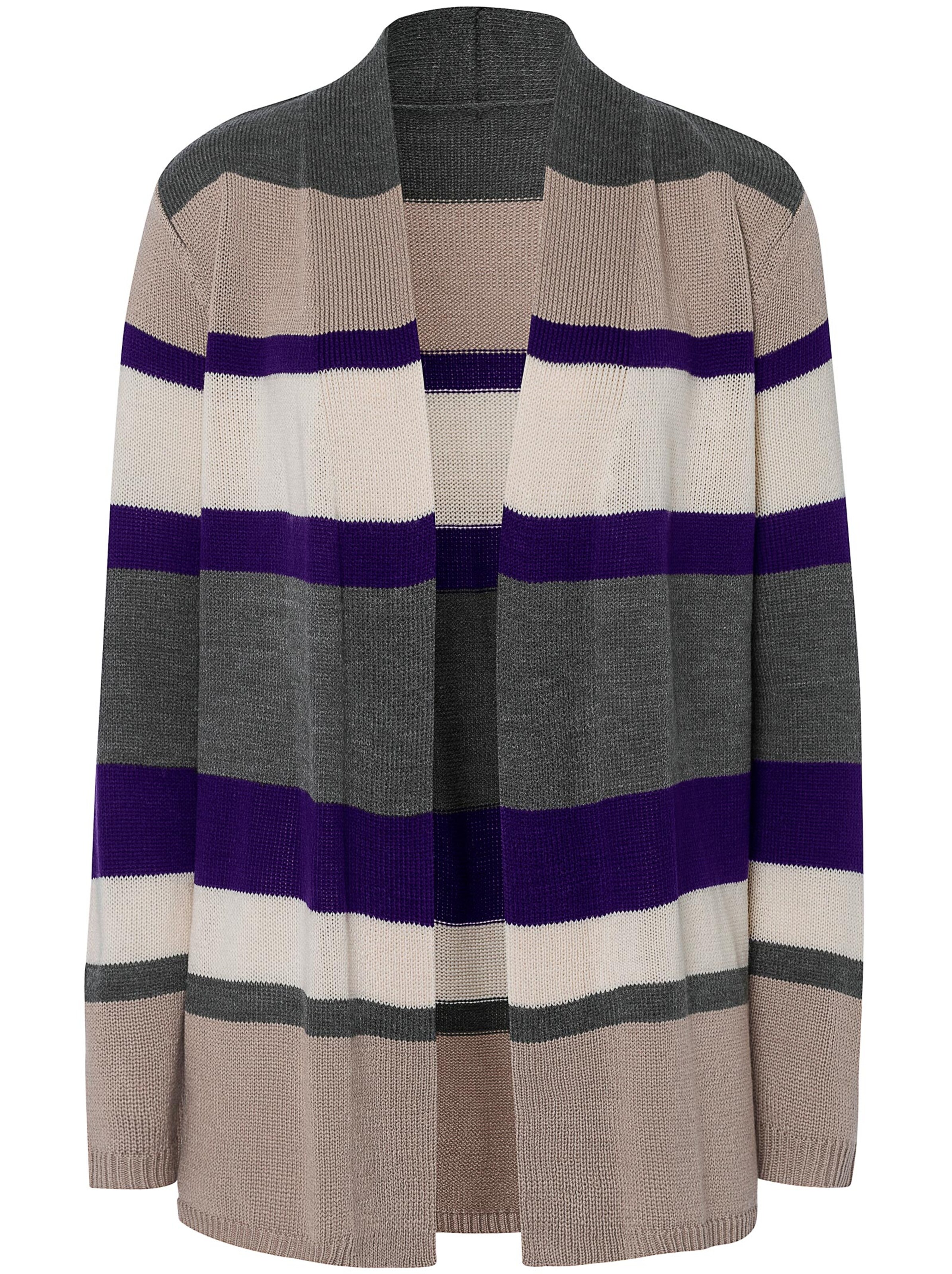 Strickjacke - lila-taupe-geringelt
