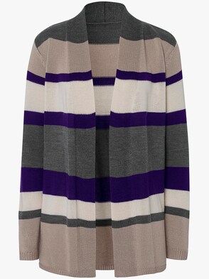 Strickjacke - lila-taupe-geringelt