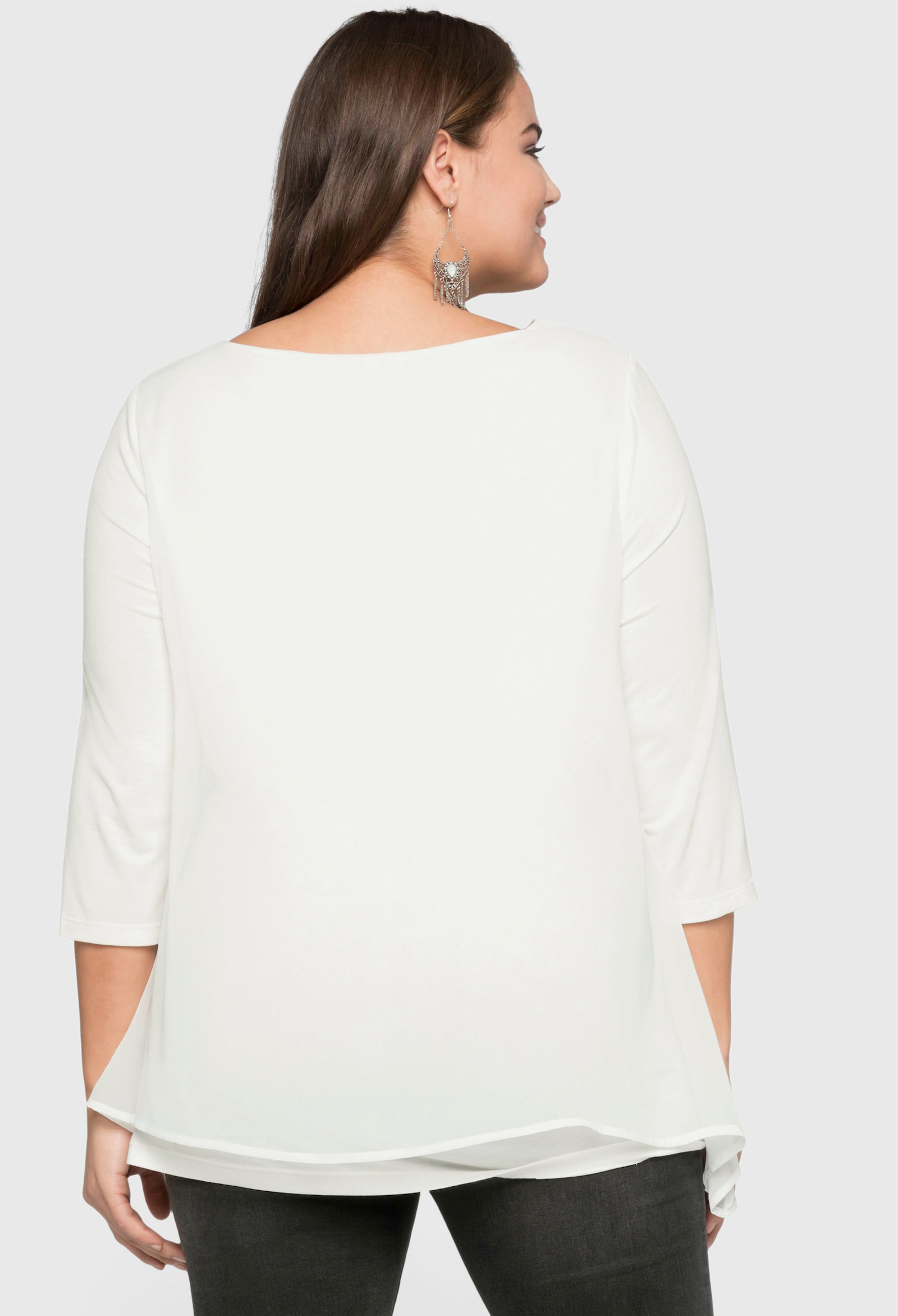 sheego Blusenshirt mit Zipfelsaum - offwhite