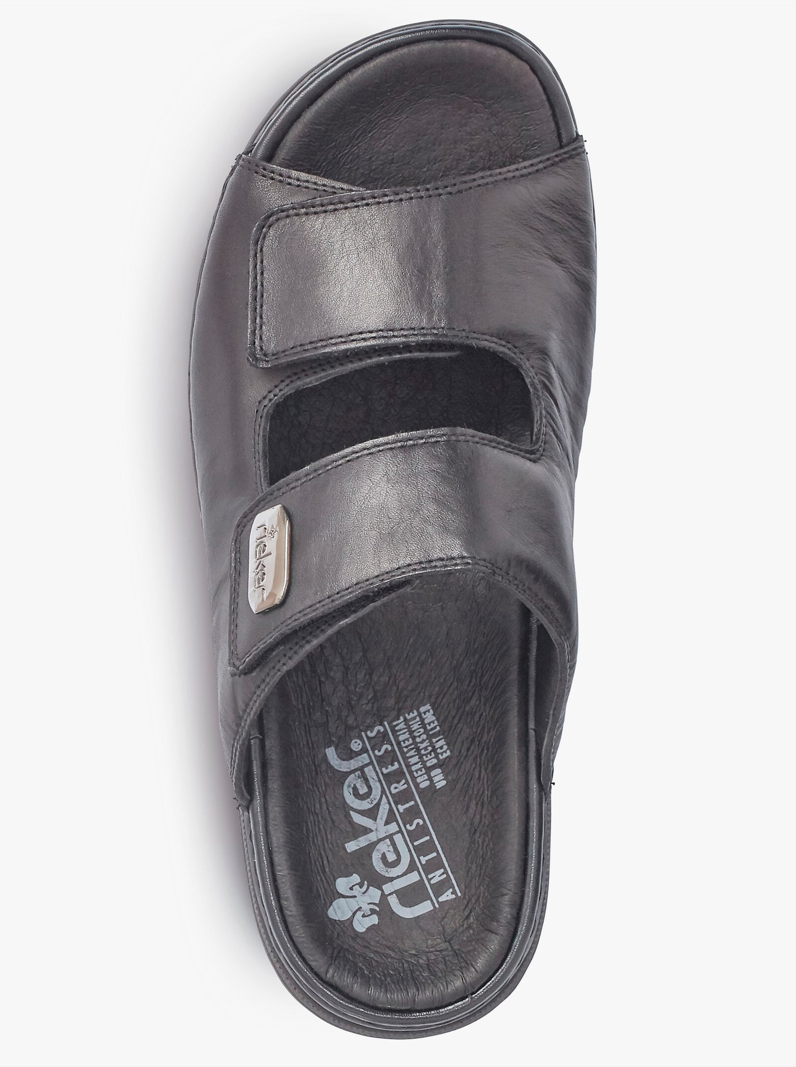 Rieker Pantolette mit Klettverschlüssen, Leder - schwarz
