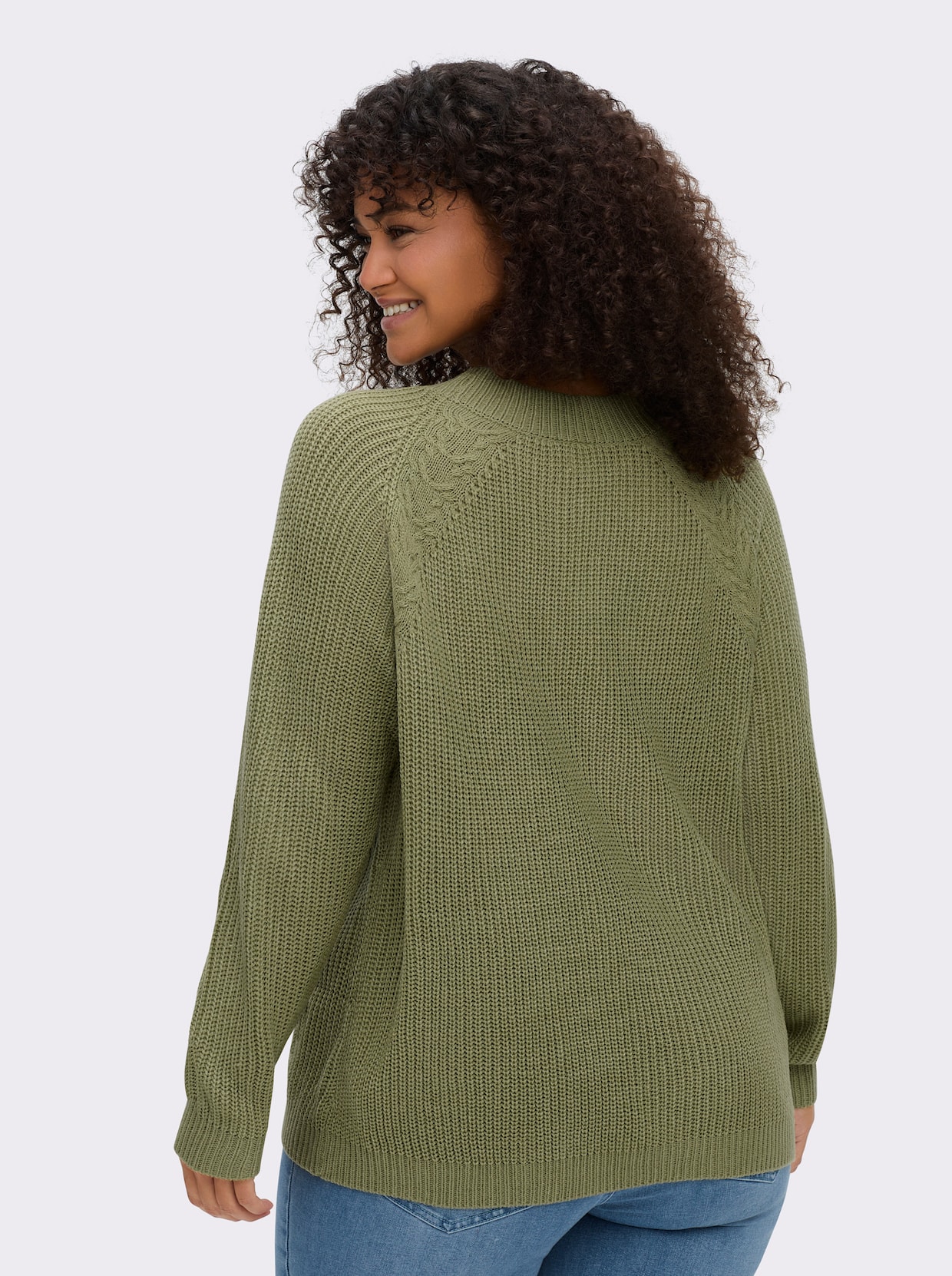 Stehkragenpullover mit Raglan-Ärmeln - schilf