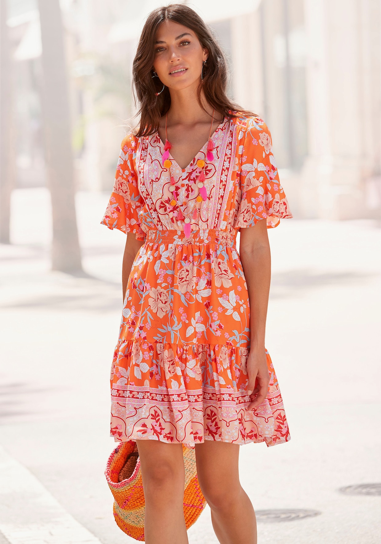 LASCANA Sommerkleid - orange bedruckt