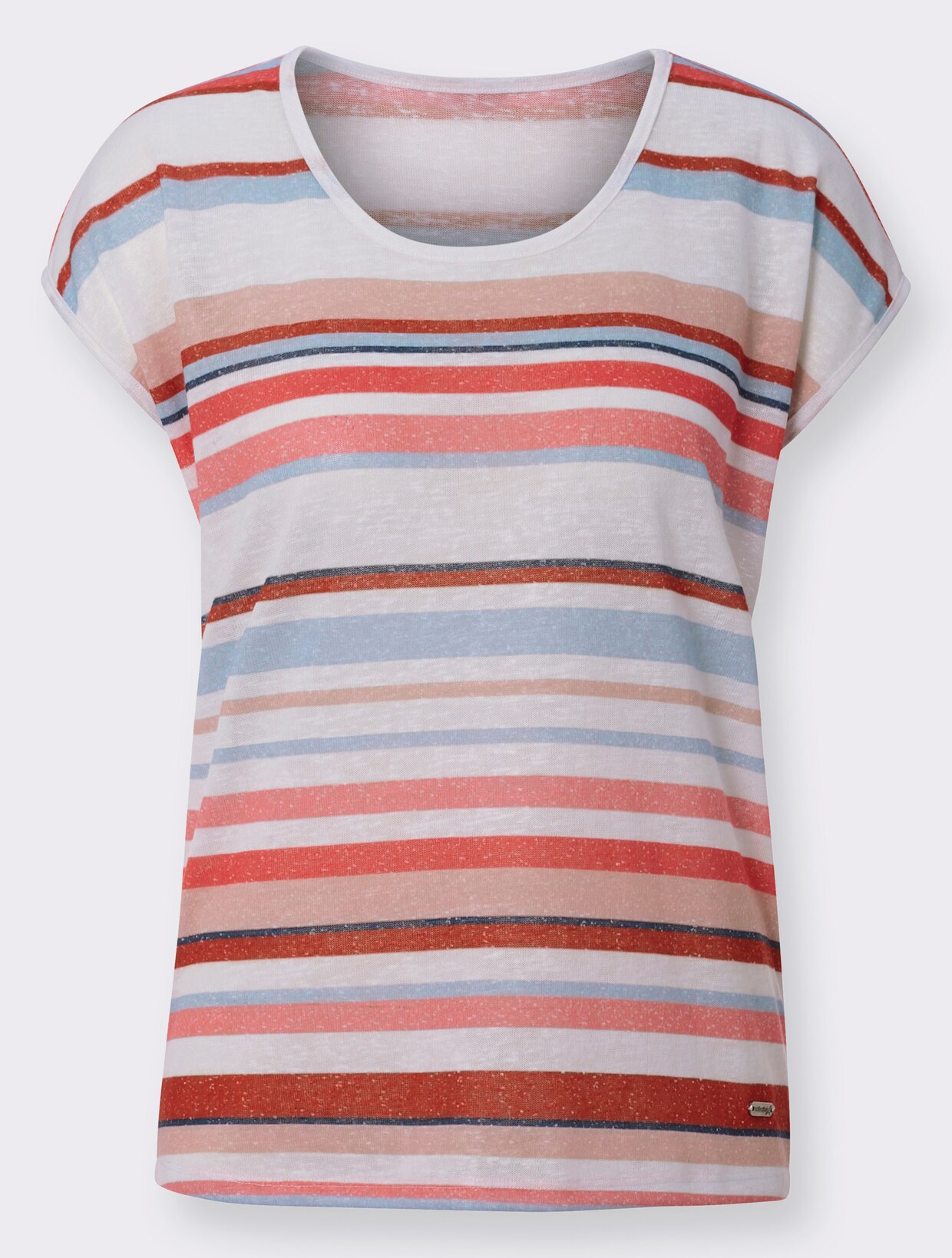 Kurzarmshirt - flamingo-gestreift