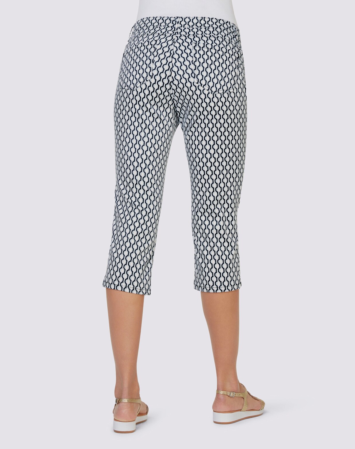 heine Capri-Hose - marine-ecru-bedruckt