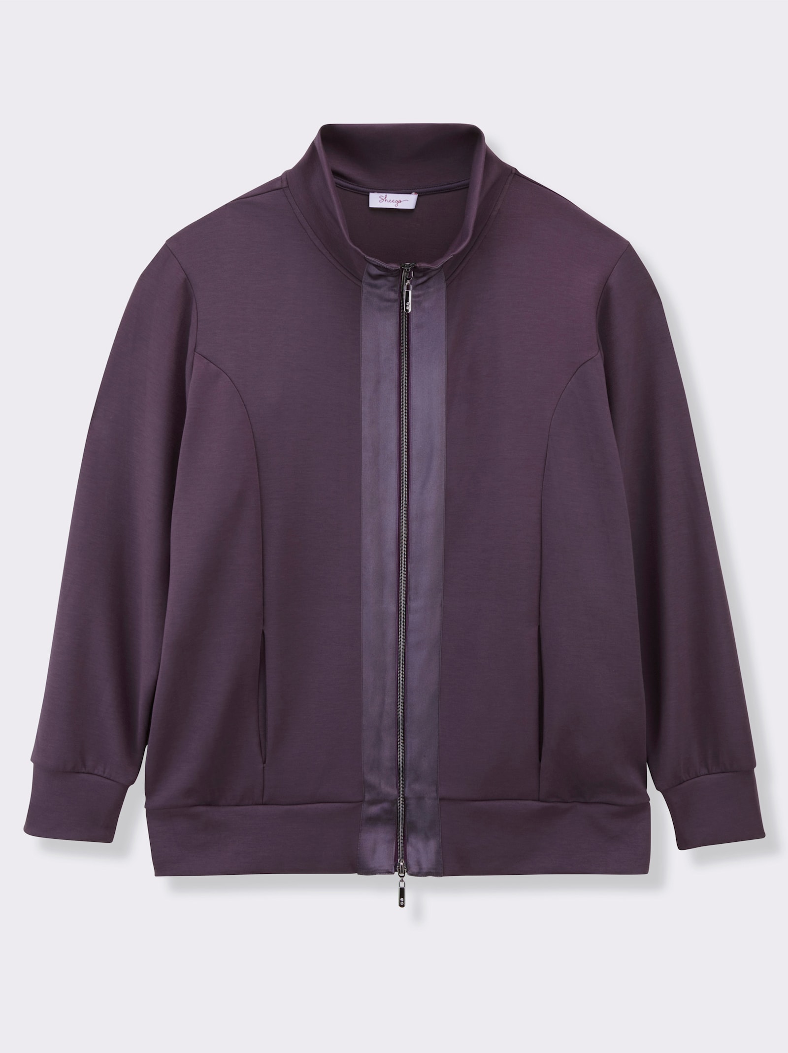 sheego Sweatjacke mit Satinborten - traube