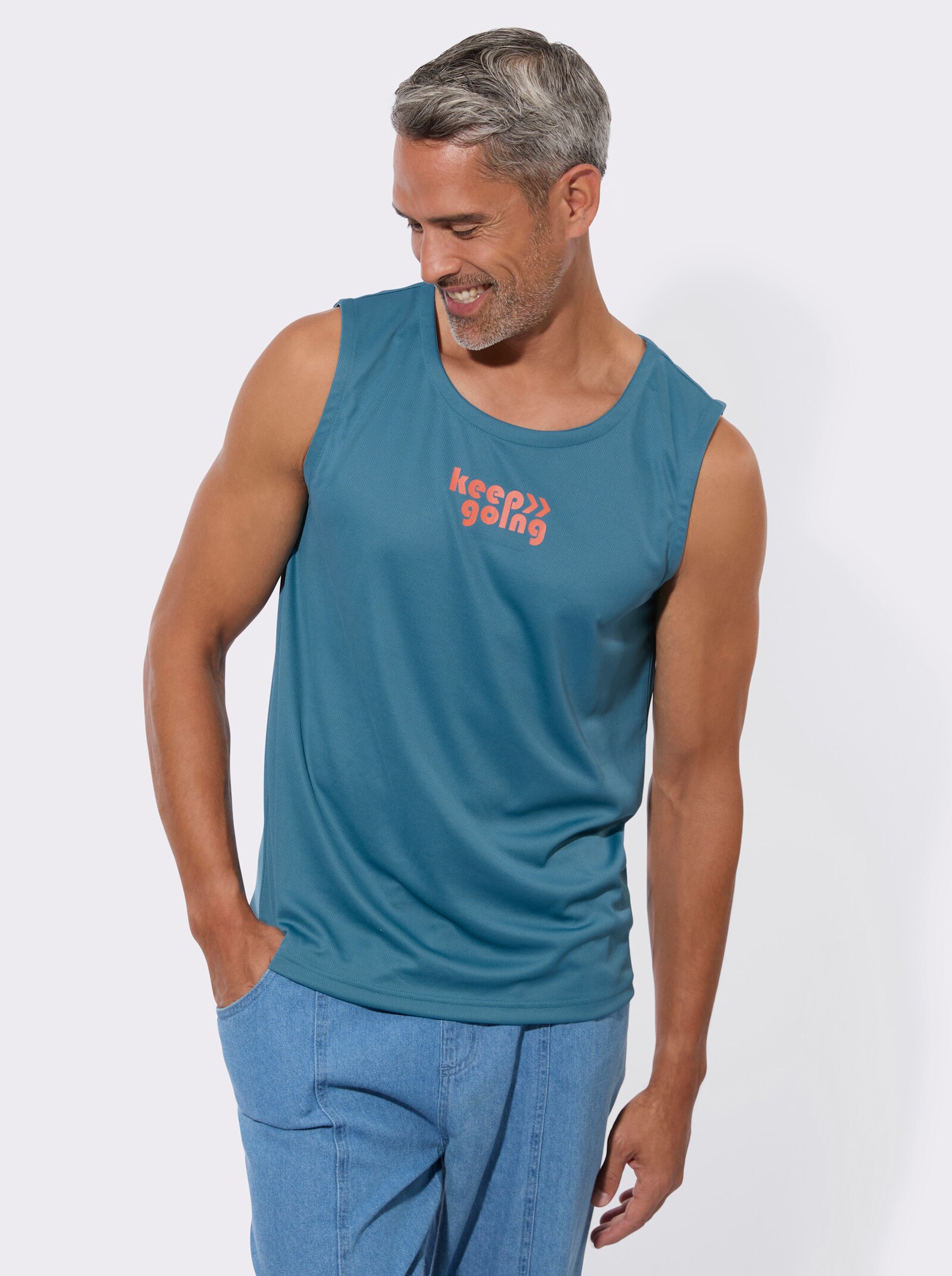 Achselshirt mit platziertem Schriftzug - topas