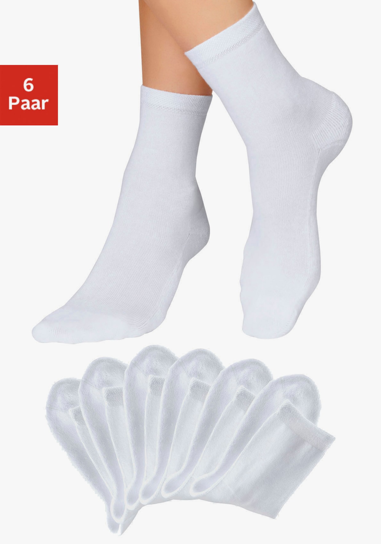 H.I.S Chaussettes - 6x blanc