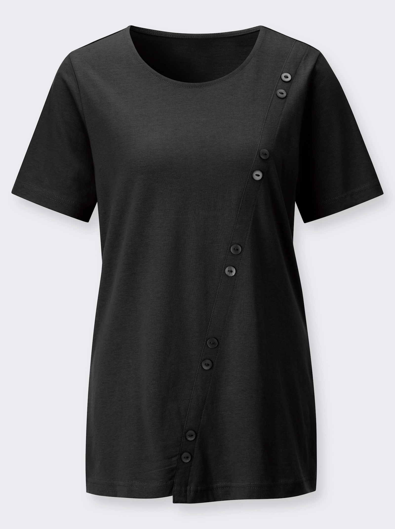 Longshirt asymmetrischer Schnitt - schwarz
