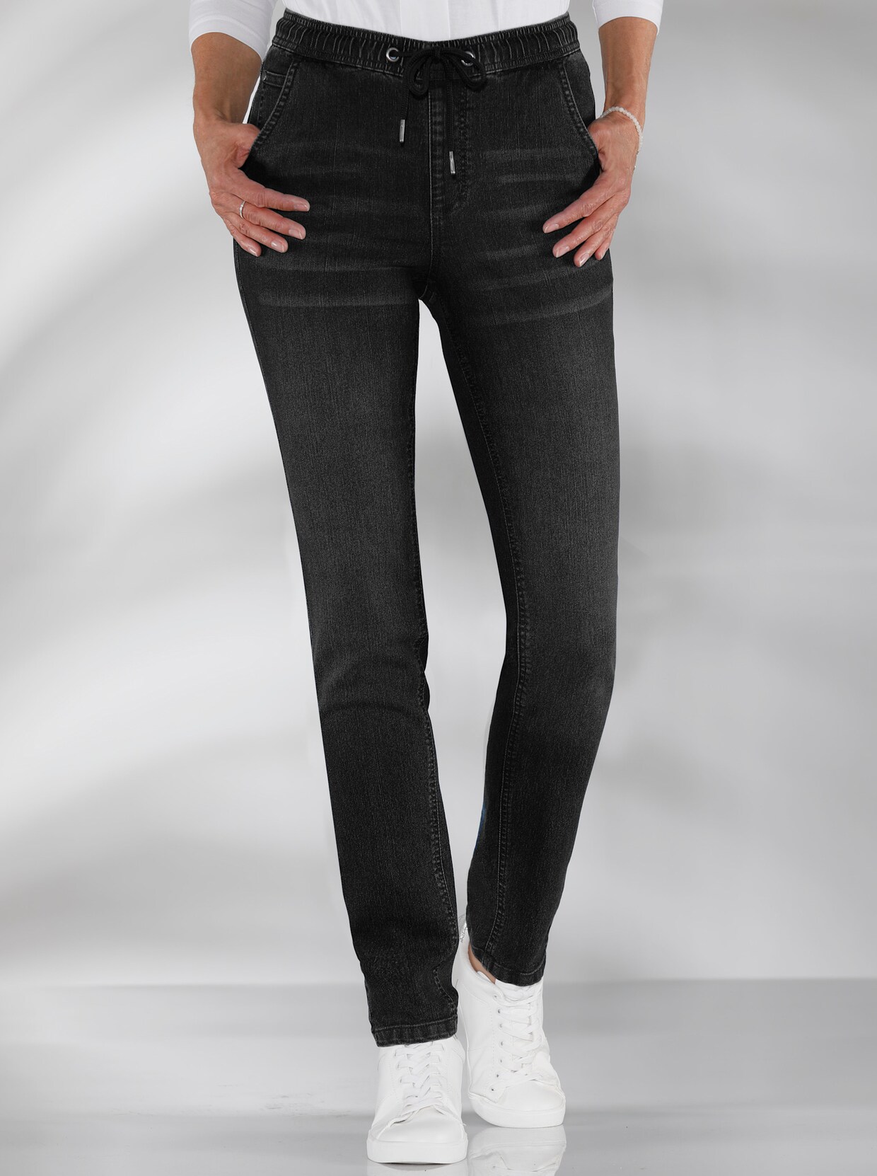 Schlupfjeans - black-denim
