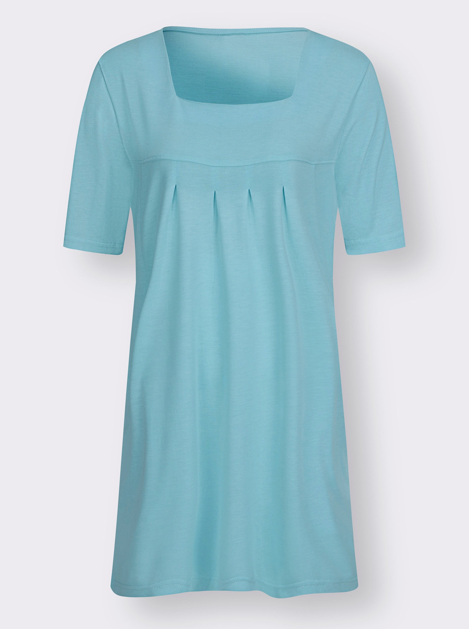 Longshirt mit Karree-Ausschnitt - aquamarin