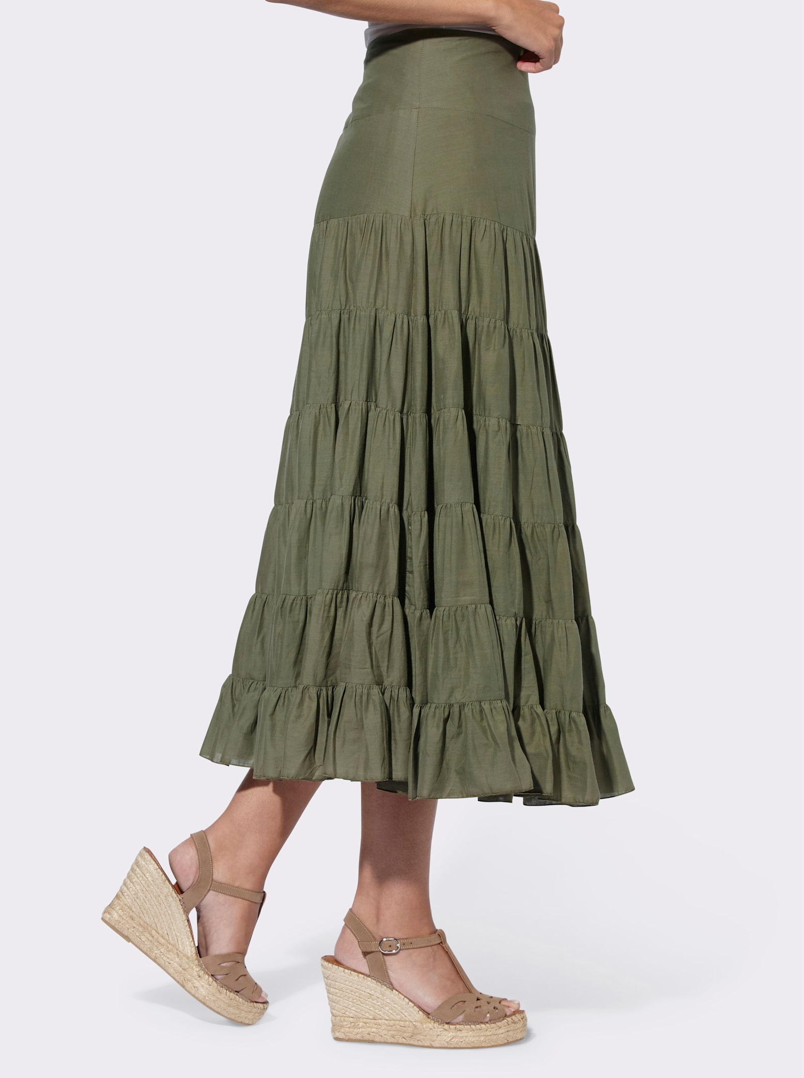 heine Stufenrock aus Baumwolle - khaki