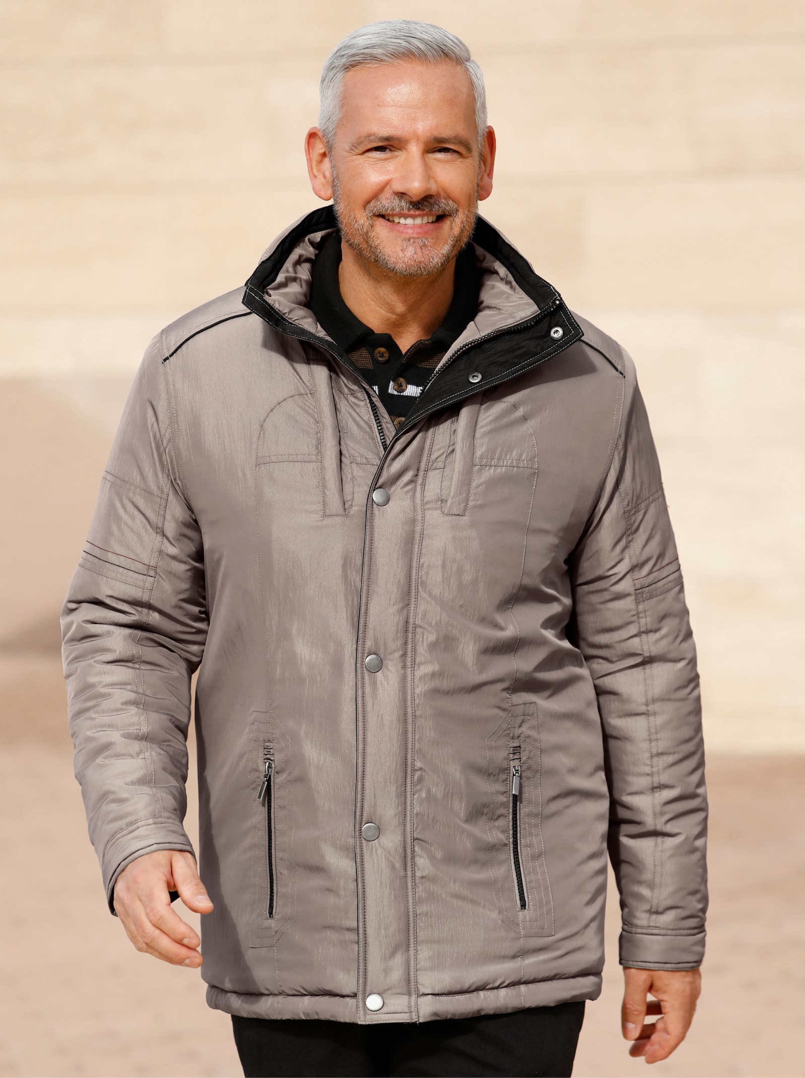 Marco Donati Longjacke mit 3 Innentaschen - taupe
