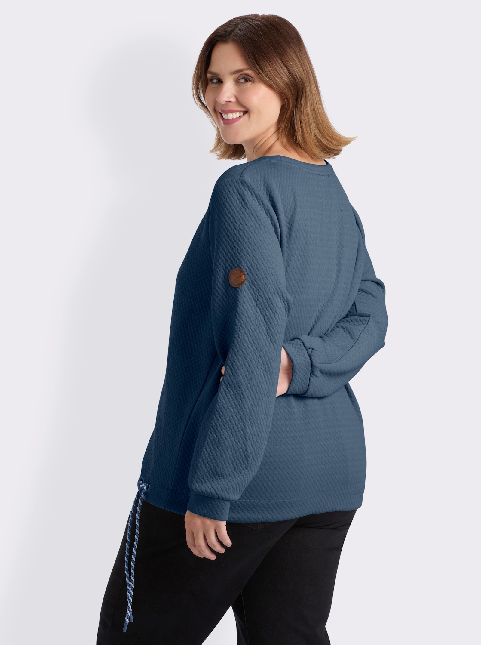 sheego Sweatshirt in strukturierter Optik - rauchblau