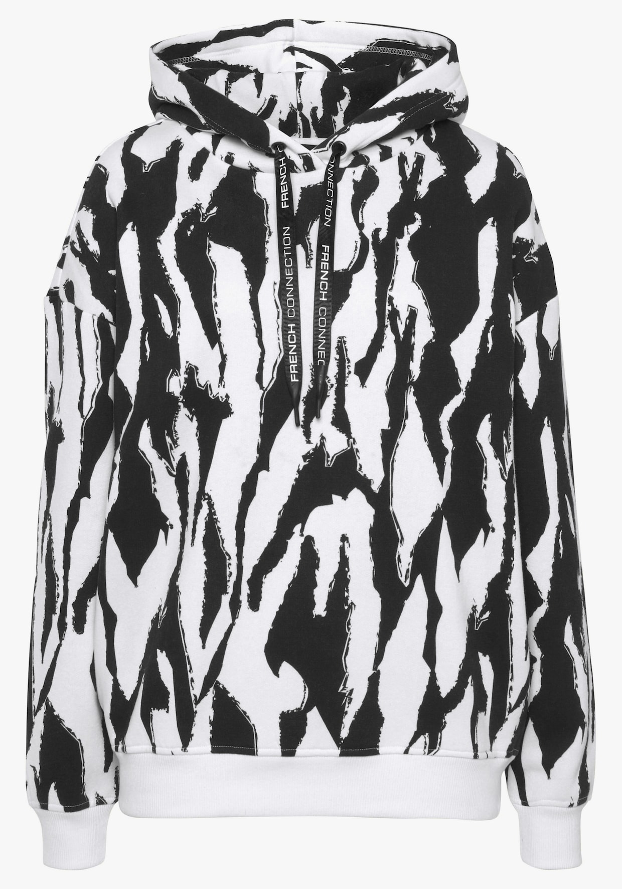 Sweat à capuche - noir-blanc à motifs