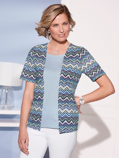 2-in-1-Shirt - himmelblau-altrosa-bedruckt