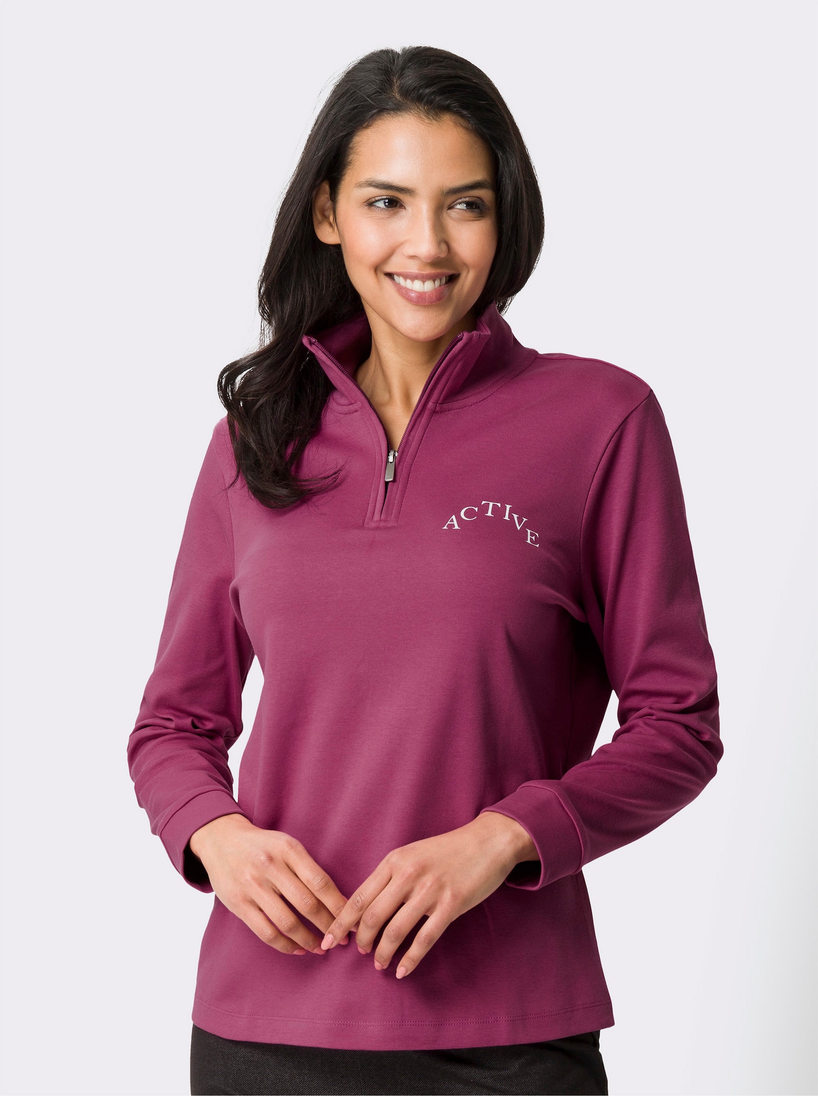 Sweatshirt met rits - heide