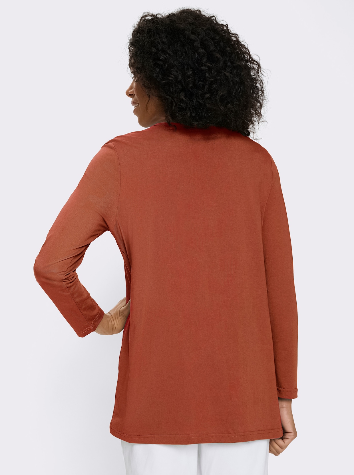 Longshirt mit Zierknöpfen - rostrot