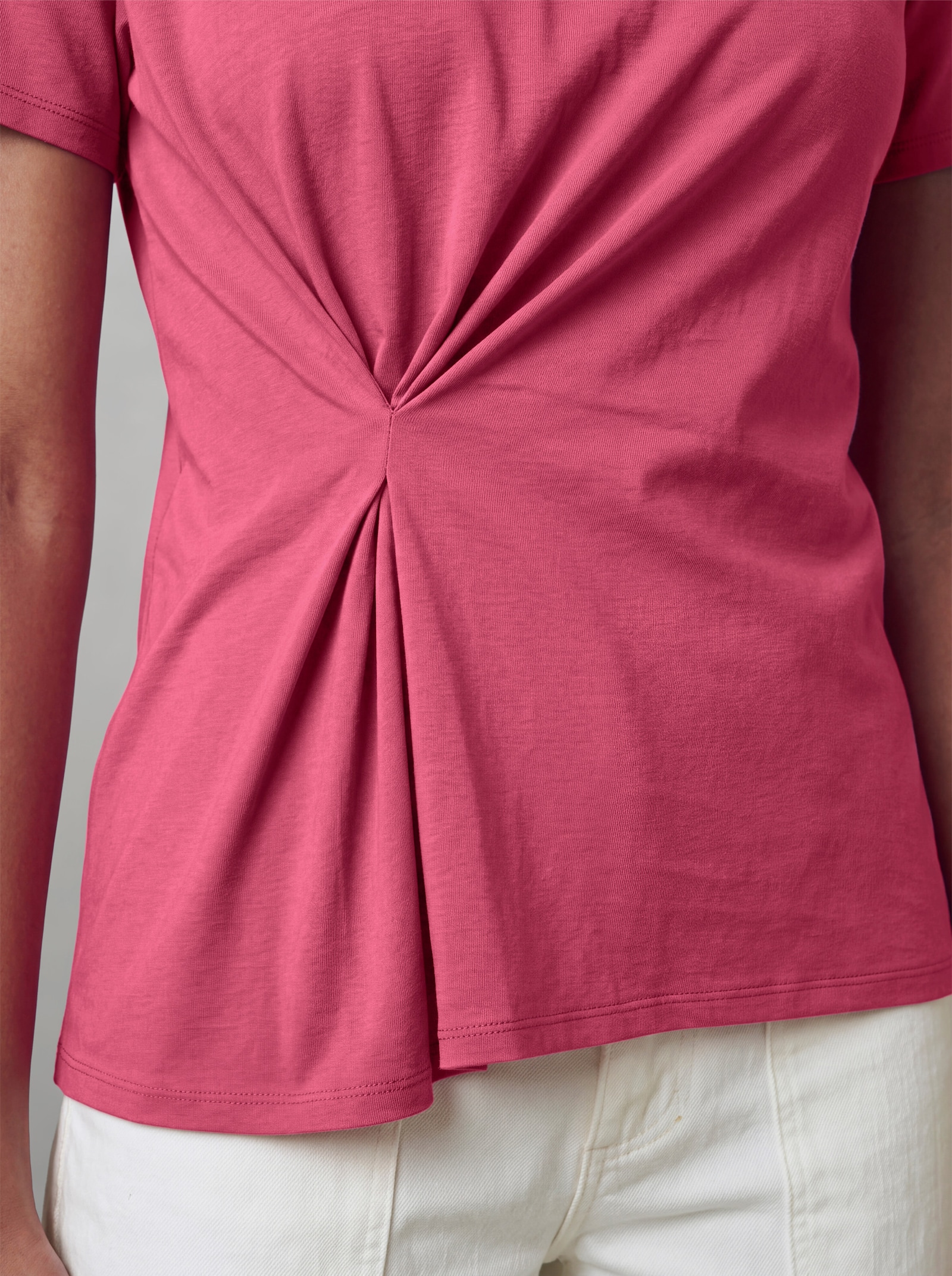 heine Kurzarmshirt mit Faltenwurf - fuchsia