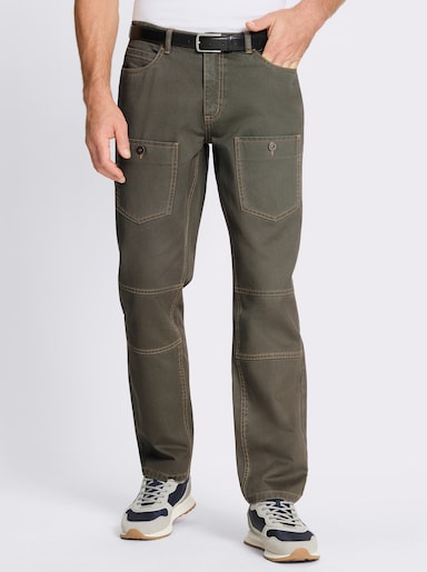 Marco Donati Hose mit Kontrastnähten, Twill - khaki