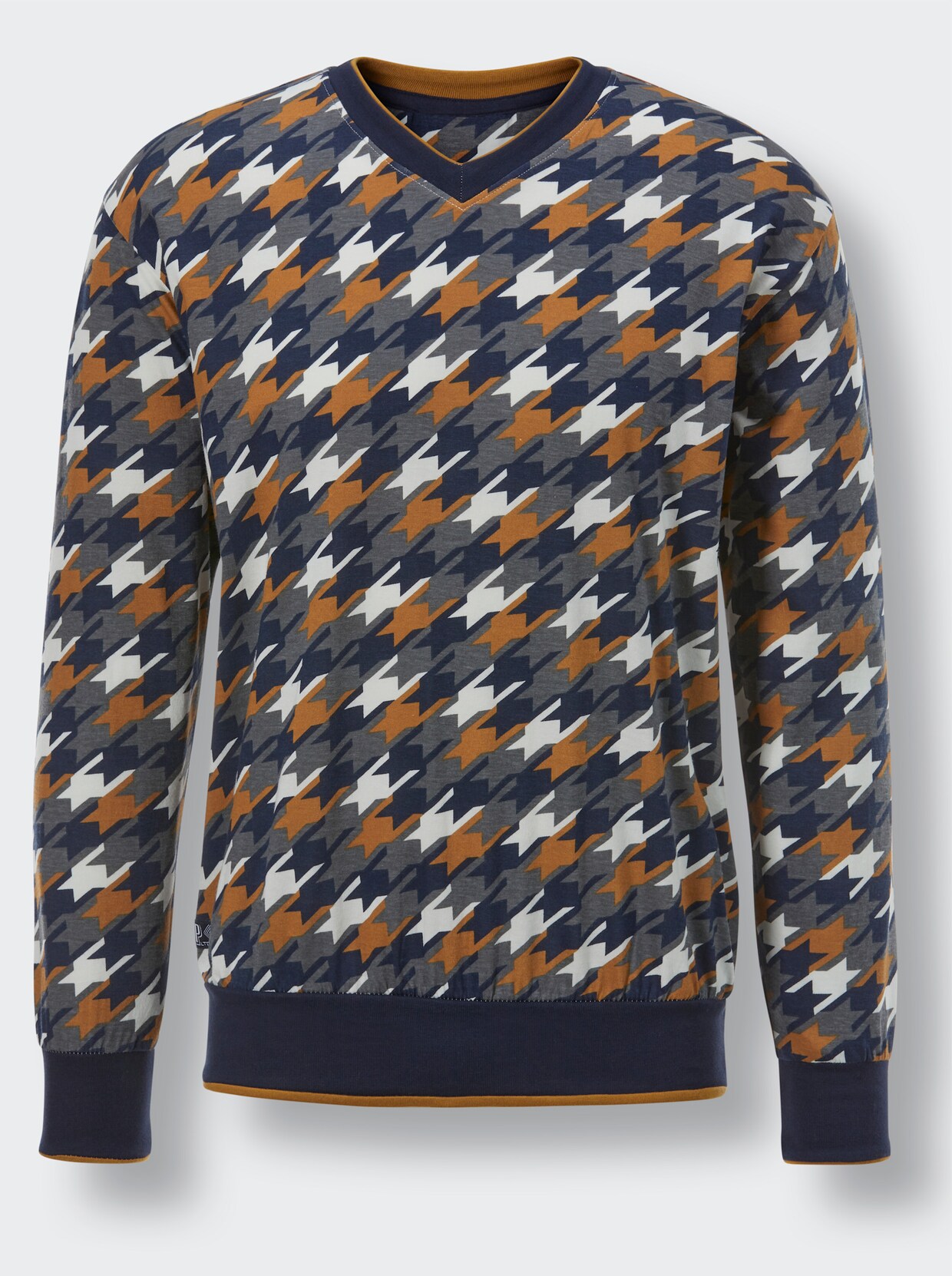 pastunette Pyjama - donkerblauw/cognac gedessineerd