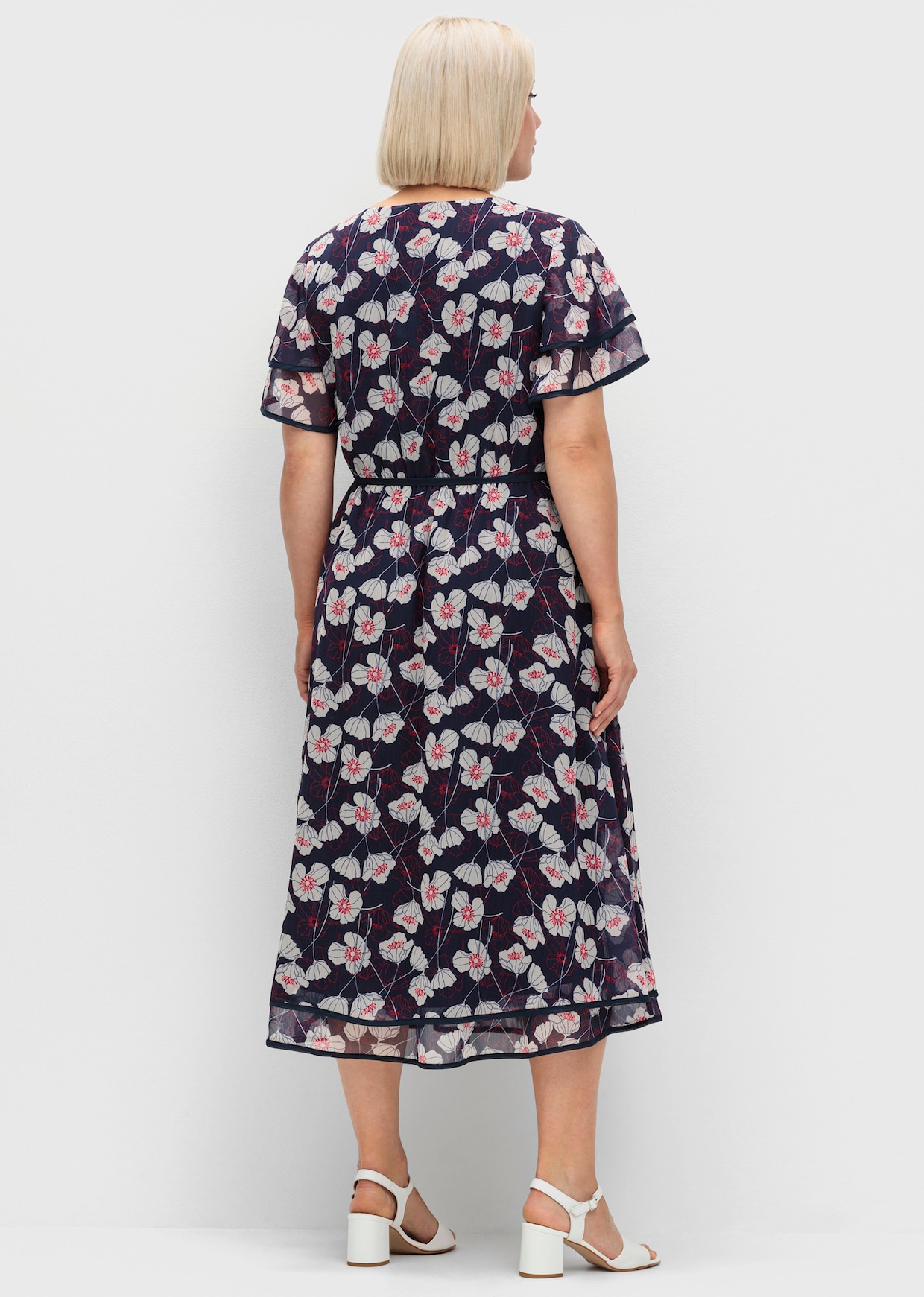 sheego Kleid - marine-gemustert