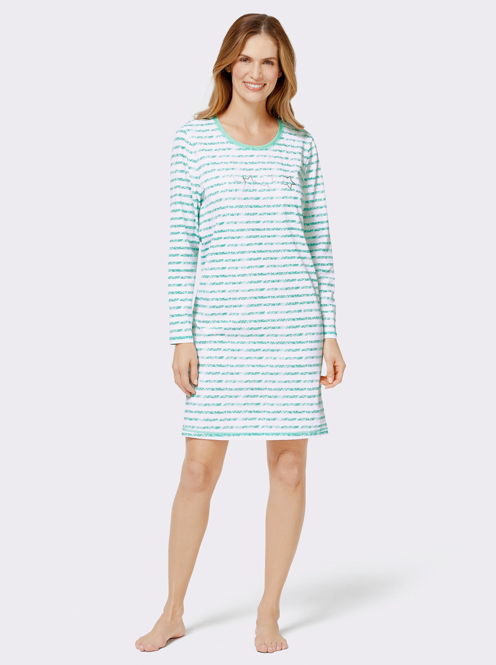 wäschepur Langarm Sleepshirts - mint + mint-gestreift