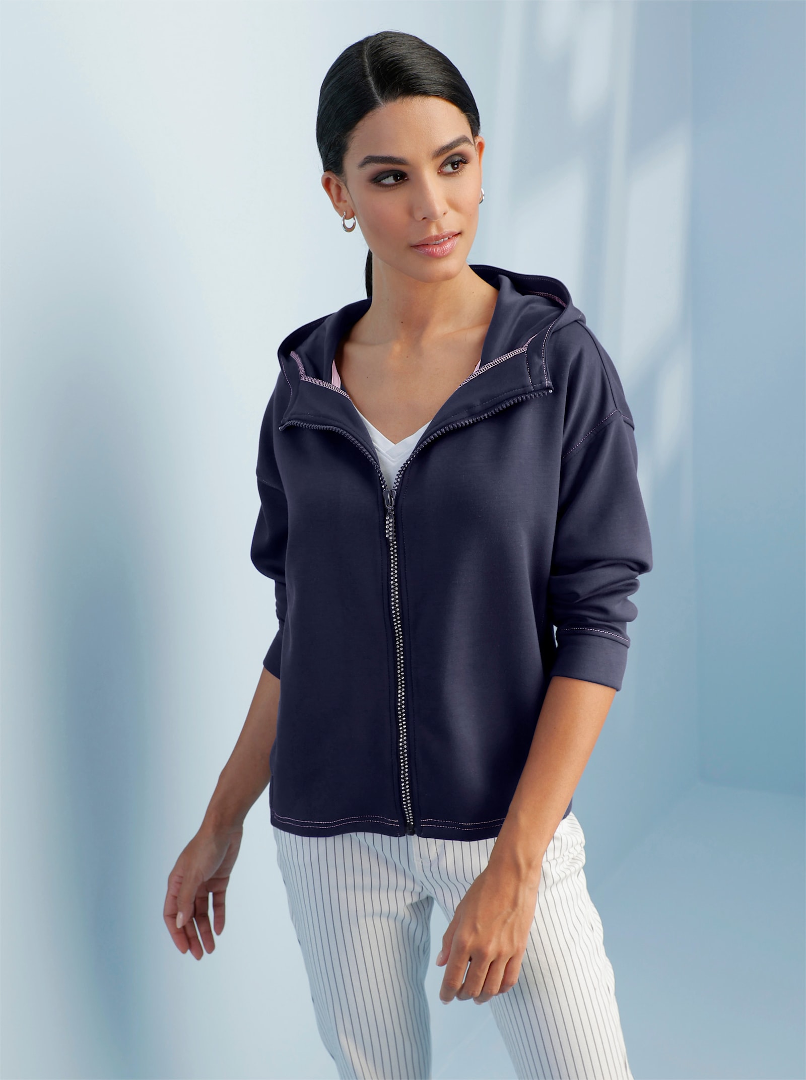 heine Shirtjacke mit Kapuze - marine