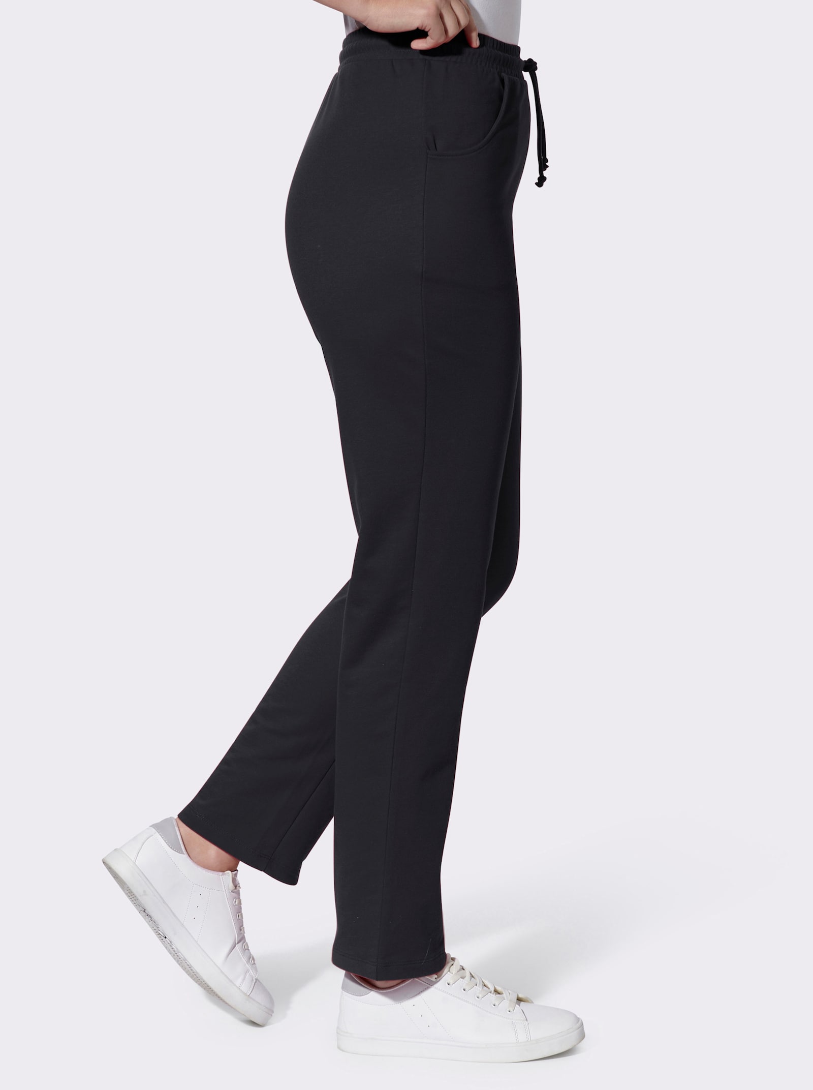 Freizeithose mit Ziersteinchen - schwarz