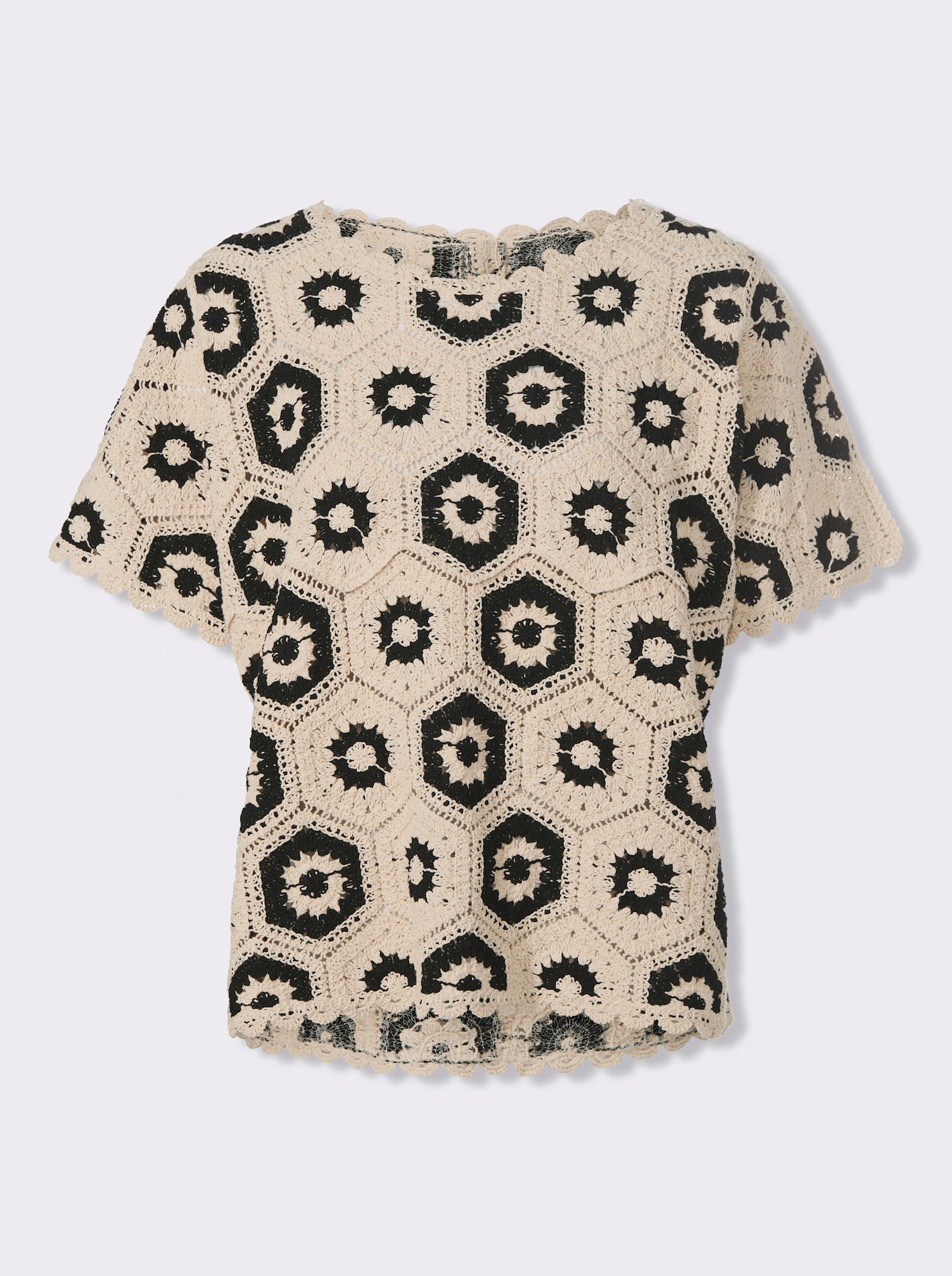 heine Pullover aus Crochet-Spitze - schwarz-sand-gemustert