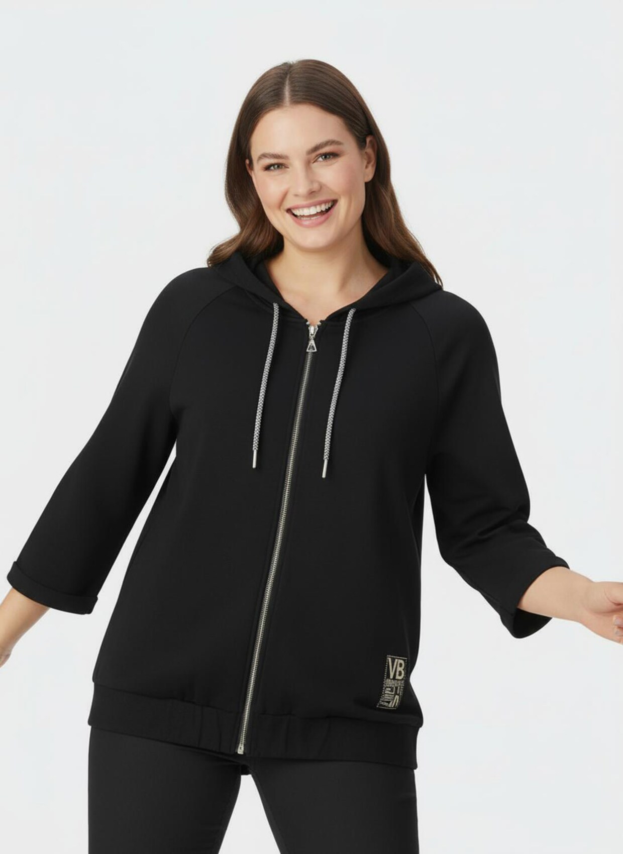 Shirtjacke mit Kapuze - schwarz