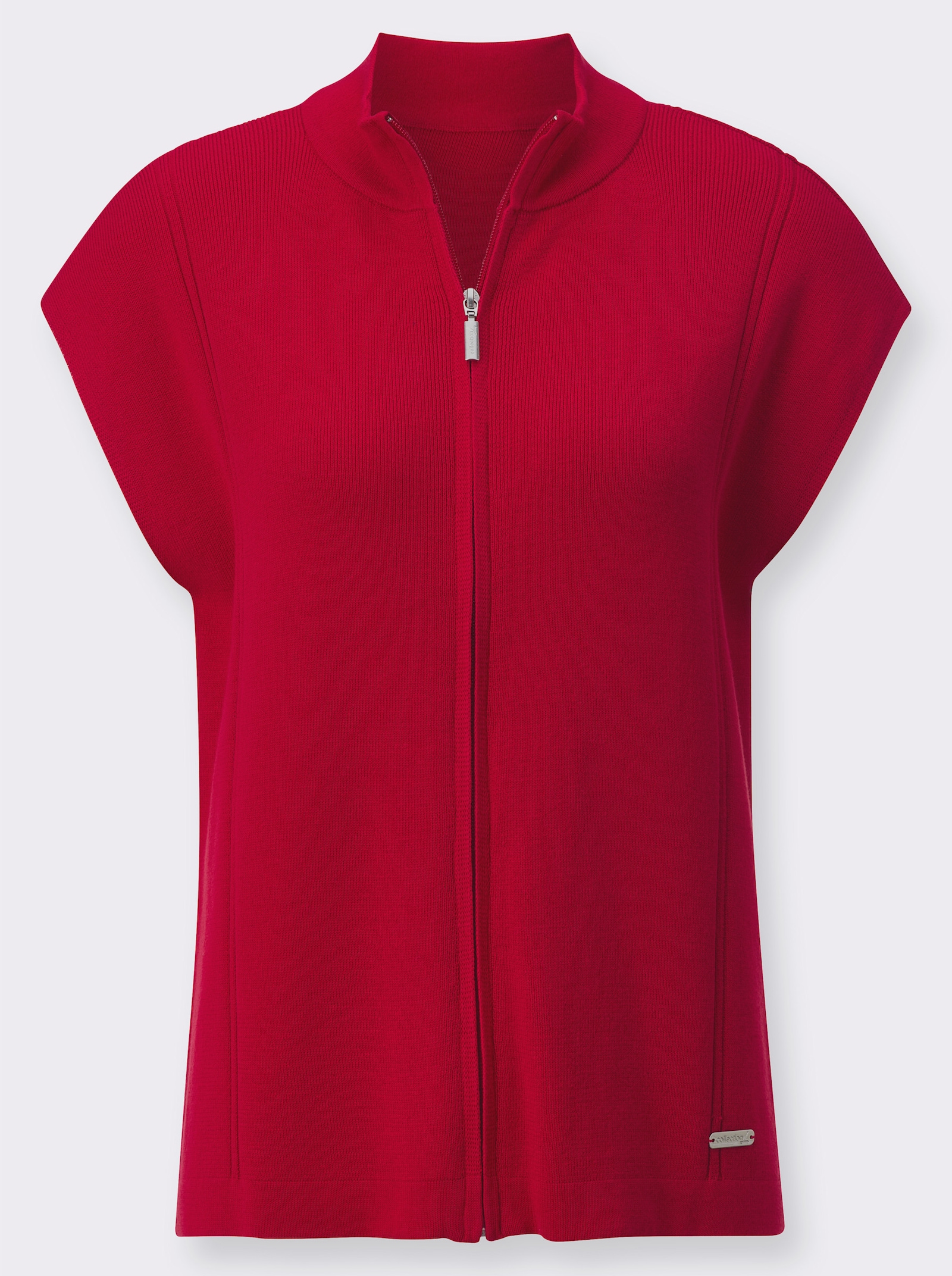 Strickweste mit verdecktem Reißverschluss - rot