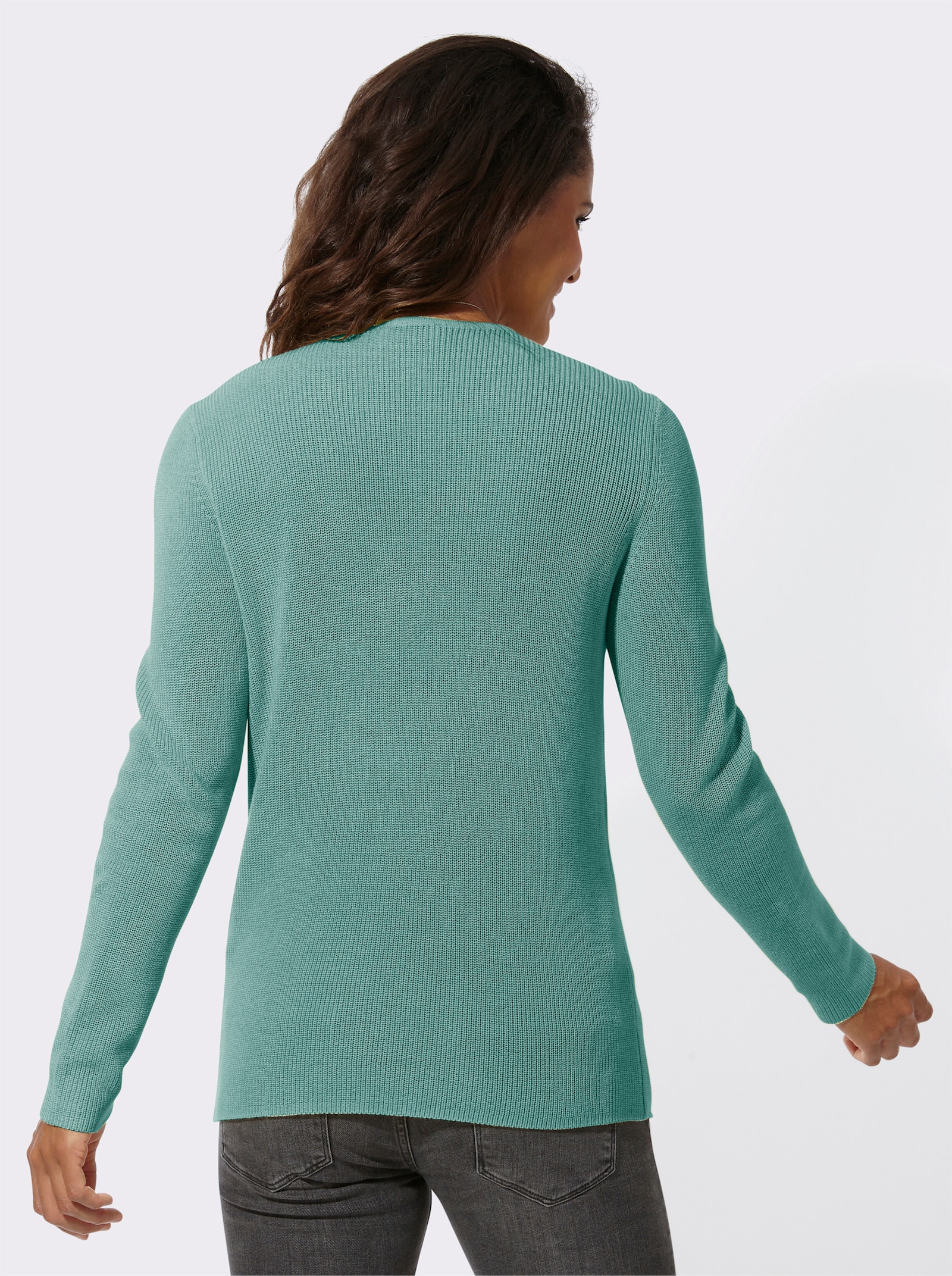 Rundhalspullover mit Ripp-Struktur - salbei