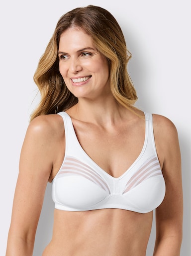 wäschepur BH ohne Bügel mit Streifeneinsatz - weiß