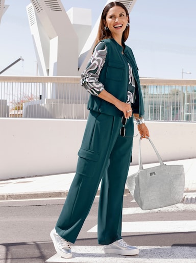 Kurzweste mit aufgesetzten Pattentaschen - petrol