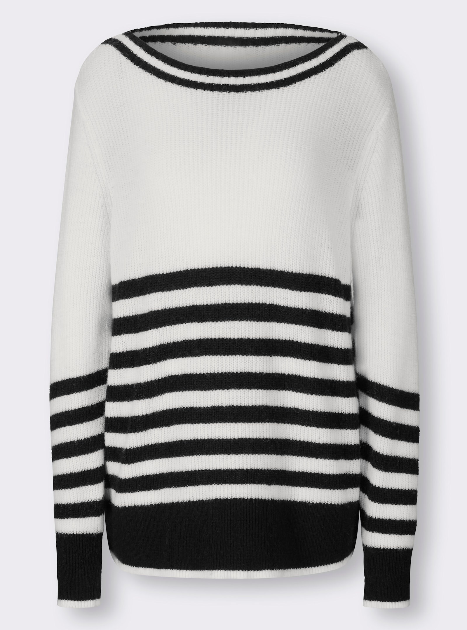 heine Gestreepte pullover met drukknopen opzij - ecru/zwart gestreept