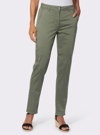 Chinohose mit Satin-Glanz - khaki