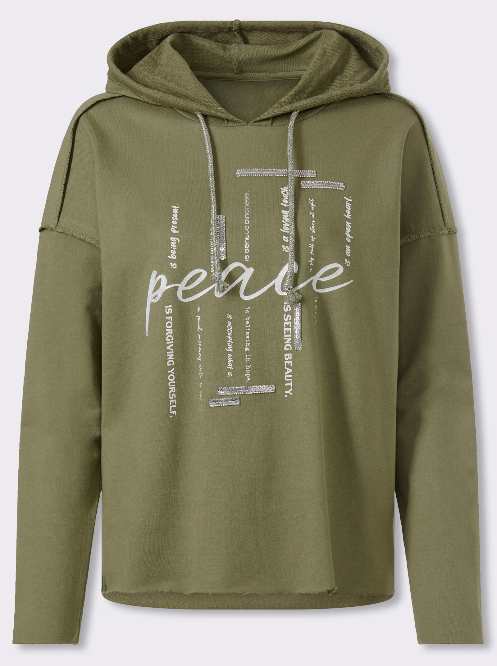 heine Sweatshirt mit Glanzprint vorn - khaki