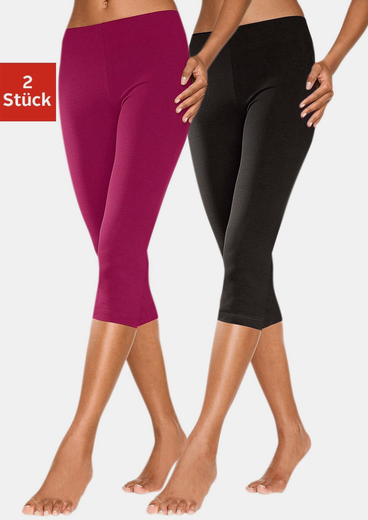 vivance active Caprileggings - himbeere, schwarz