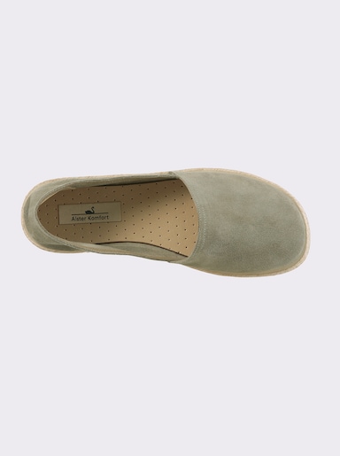 Slipper aus Velours-Leder - eucalyptus