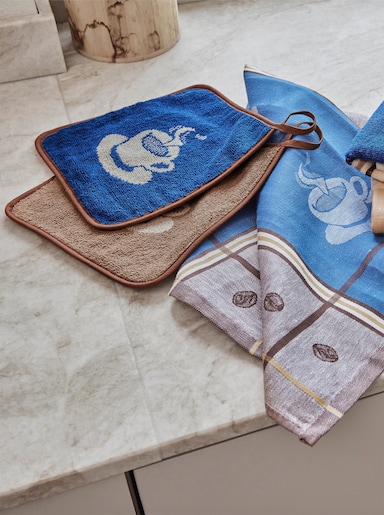 Geschirrtuch - bleu-gemustert + beige-gemustert