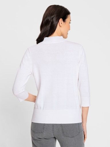 Stehkragenpullover mit 3/4-Ärmeln - ecru