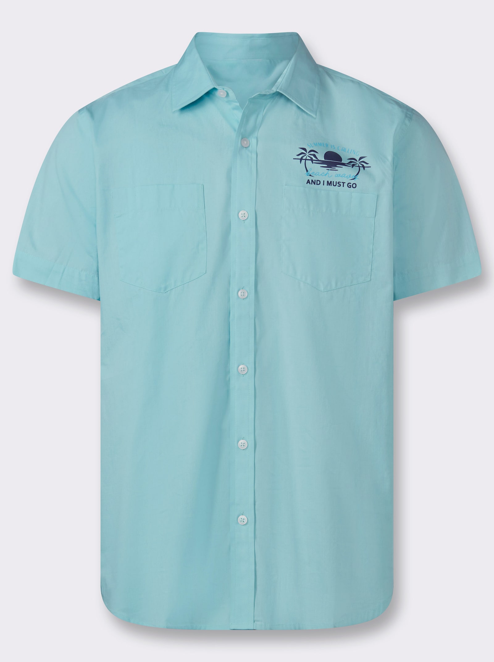 Kurzarmhemd mit 2 Brusttaschen - aquamarin